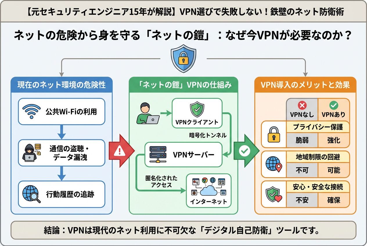 プライバシー ネットの危険から身を守る「ネットの鎧」:なぜ今VPNが必要なのか?