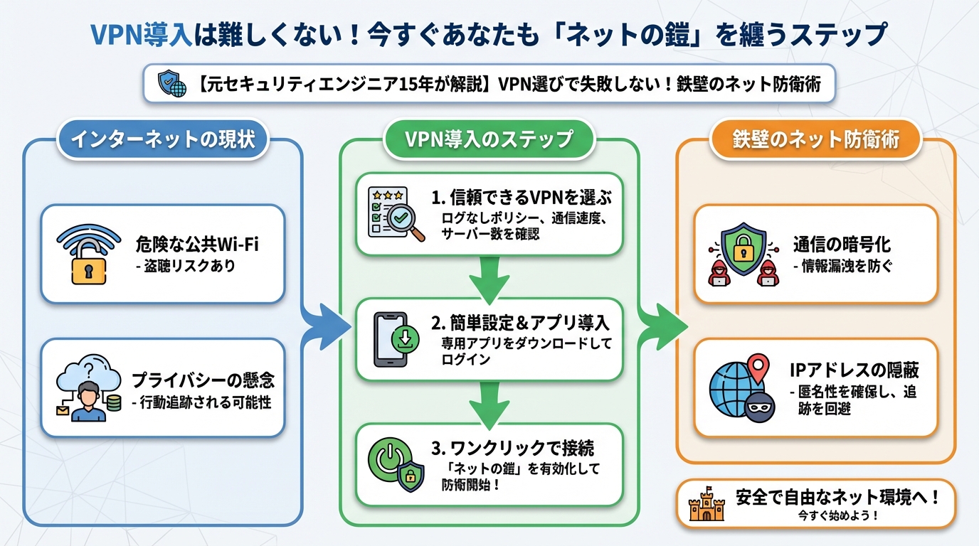 プライバシー VPN導入は難しくない!今すぐあなたも「ネットの鎧」を纏うステップ