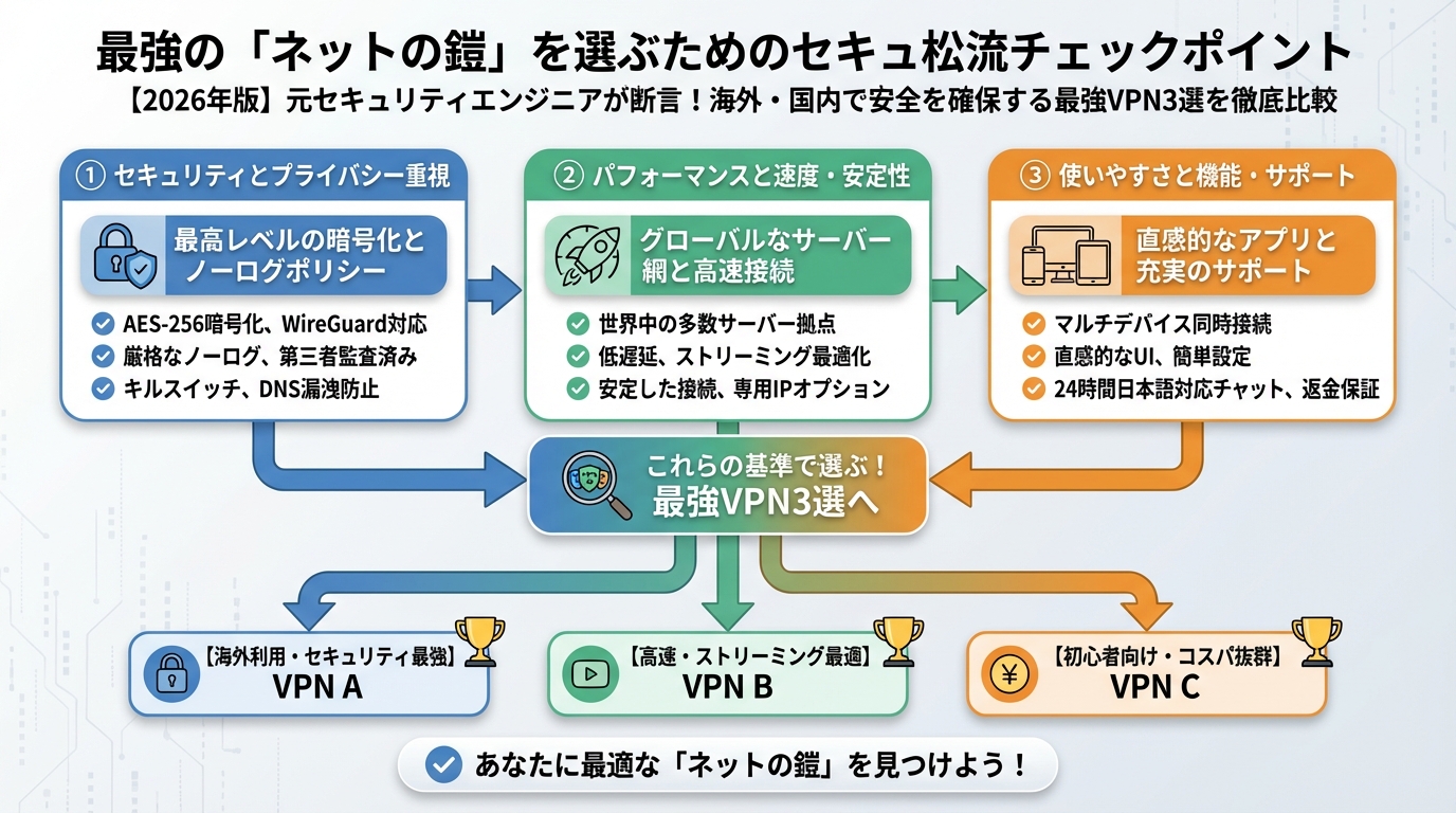 VPN比較 最強の「ネットの鎧」を選ぶためのセキュア流チェックポイント