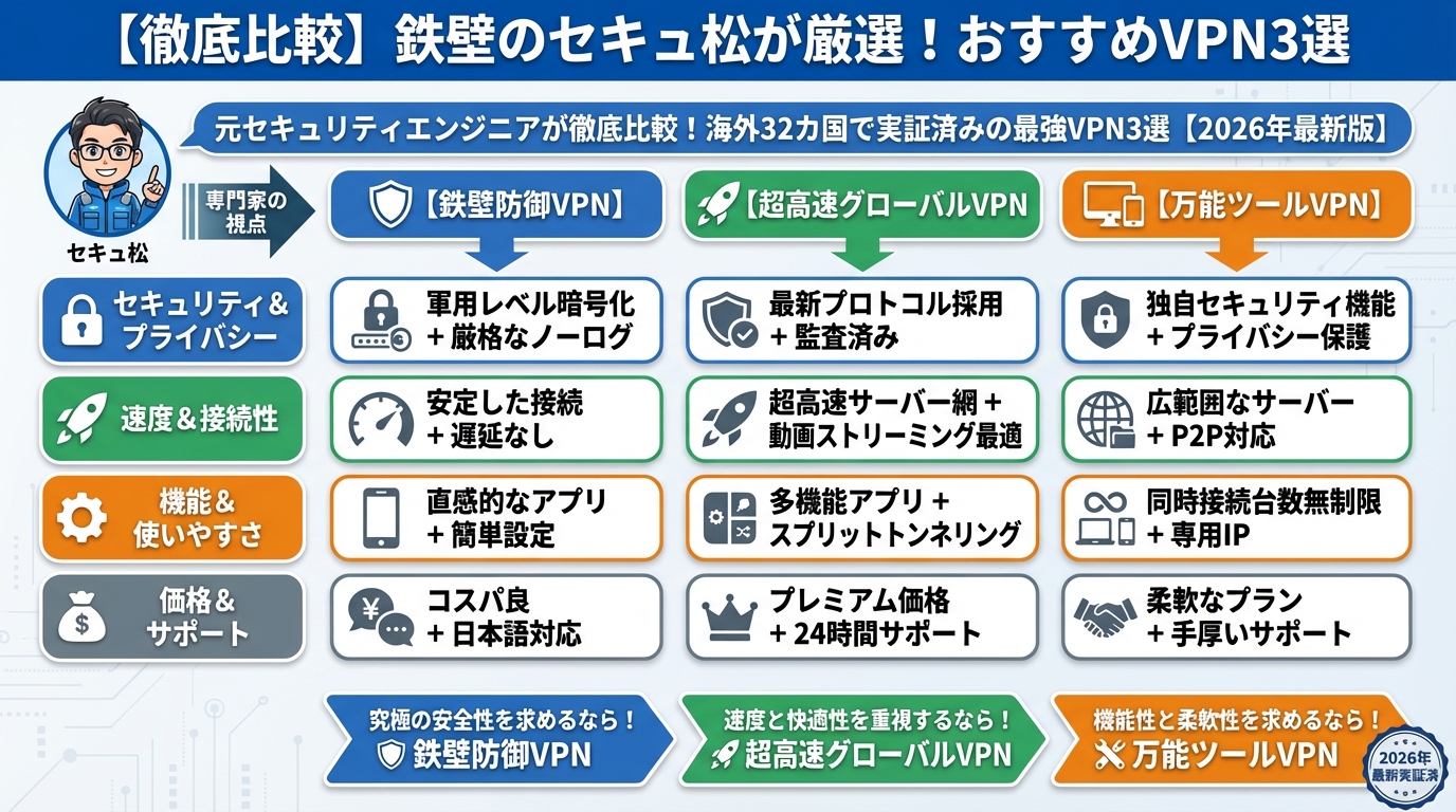 セキュリティ 【徹底比較】セキュアが厳選!おすすめVPN3選