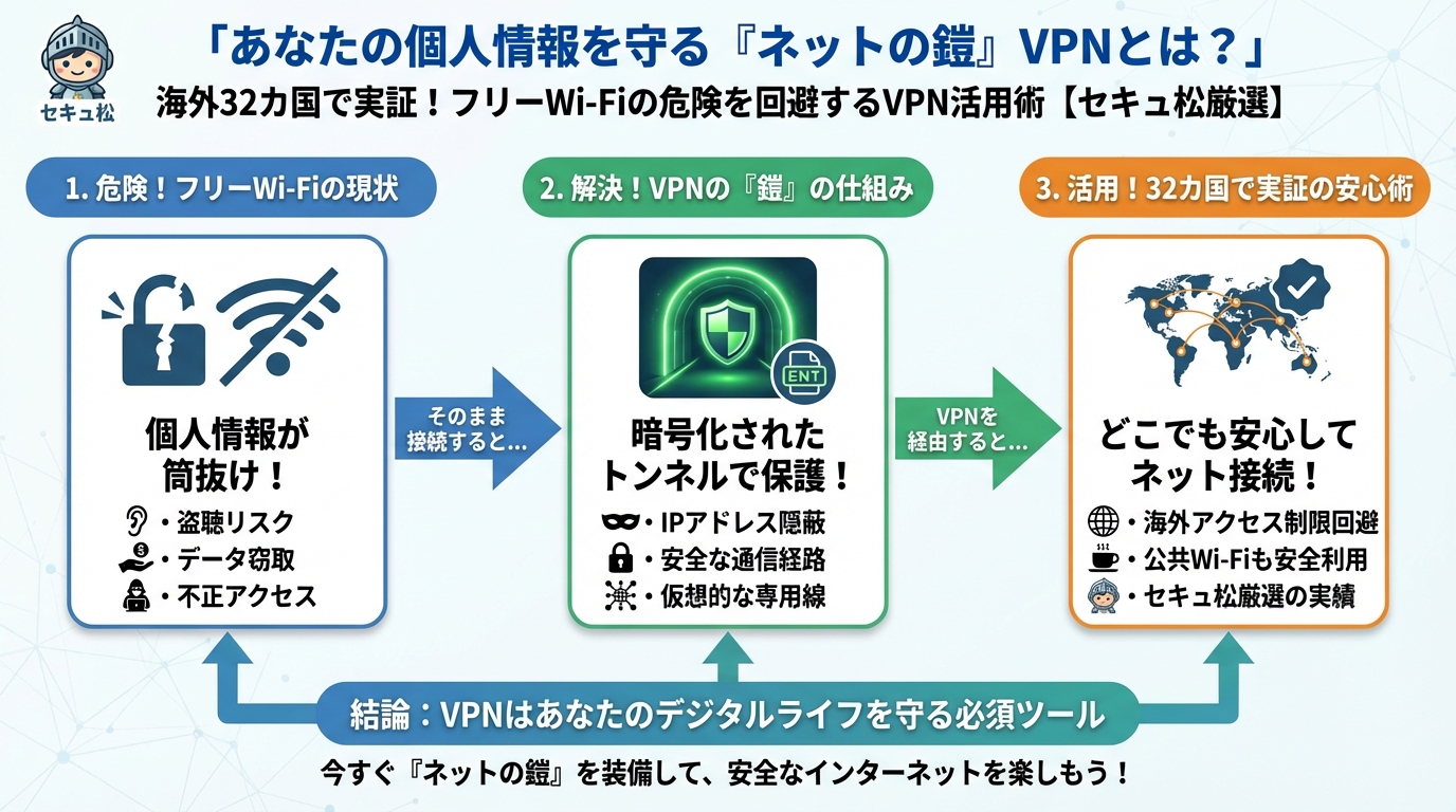 フリーWi-Fi あなたの個人情報を守る「ネットの鎧」VPNとは?その仕組みを解説