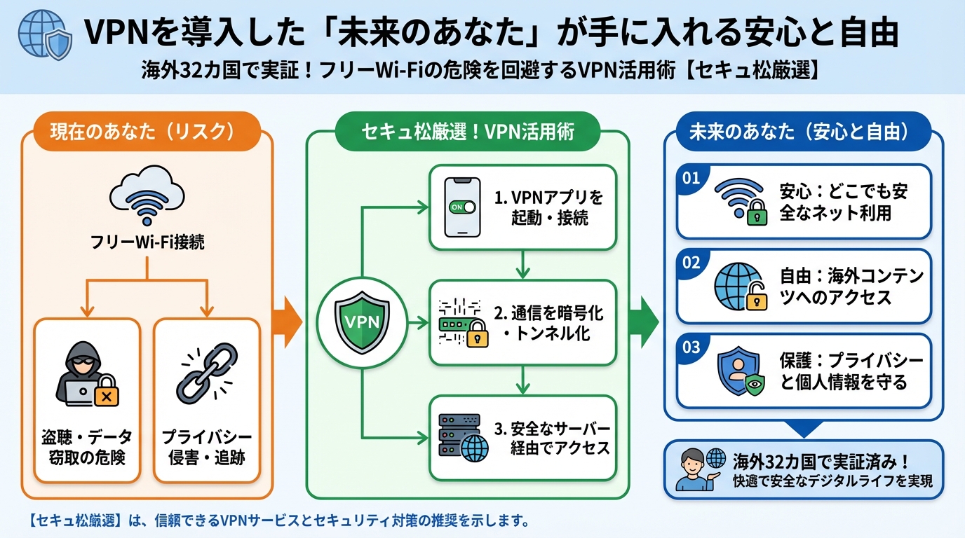 フリーWi-Fi VPNを導入した「未来のあなた」が手に入れる安心と自由