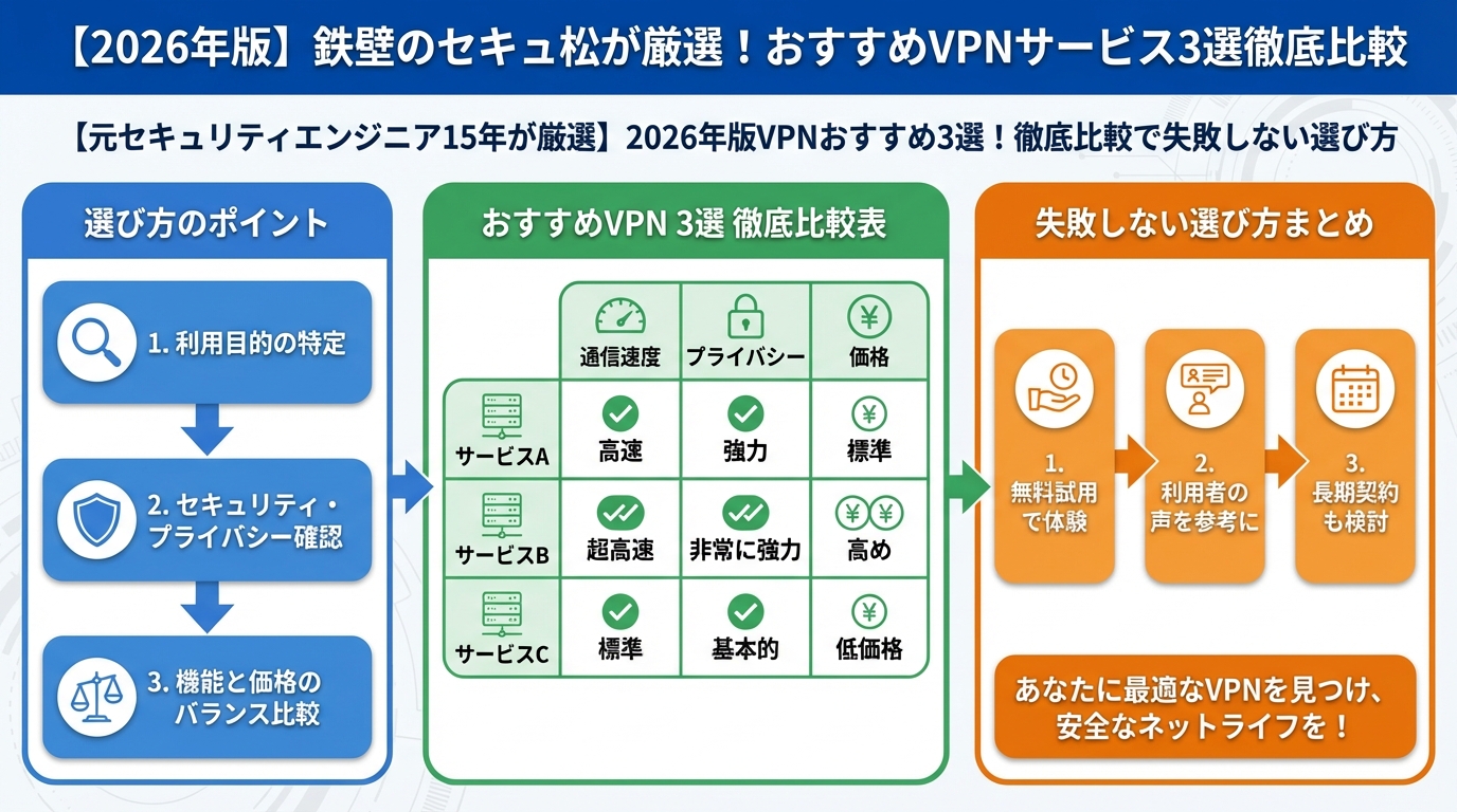 VPN比較 【2026年版】セキュアが厳選!おすすめVPNサービス3選徹底比較