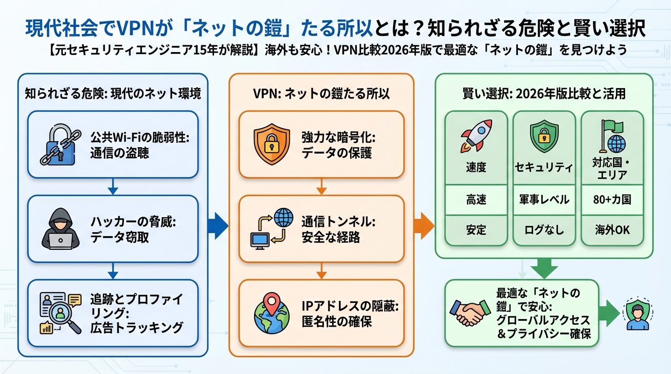 VPN比較 現代社会でVPNが「ネットの鎧」たる所以とは？知られざる危険と賢い選択