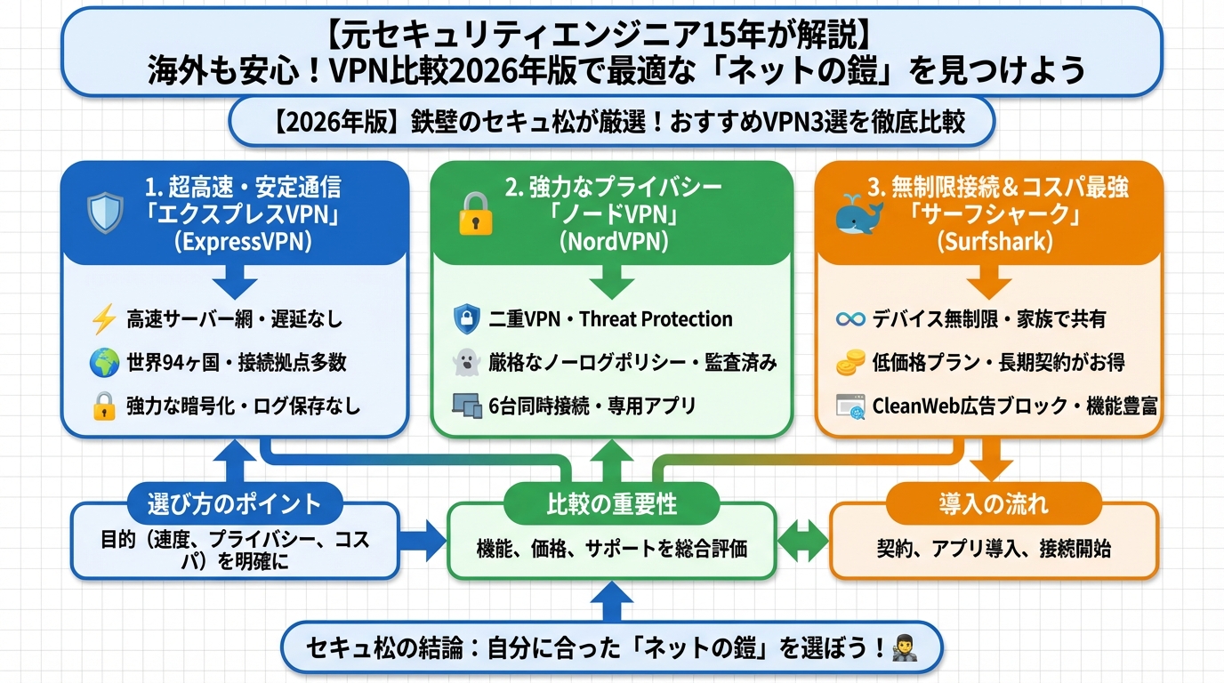 VPN比較 【2026年版】セキュアが厳選！おすすめVPN3選を徹底比較