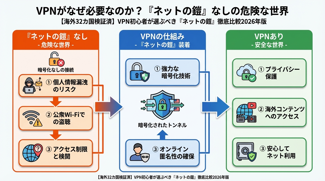 VPN比較 VPNがなぜ必要なのか？『ネットの鎧』なしの危険な世界