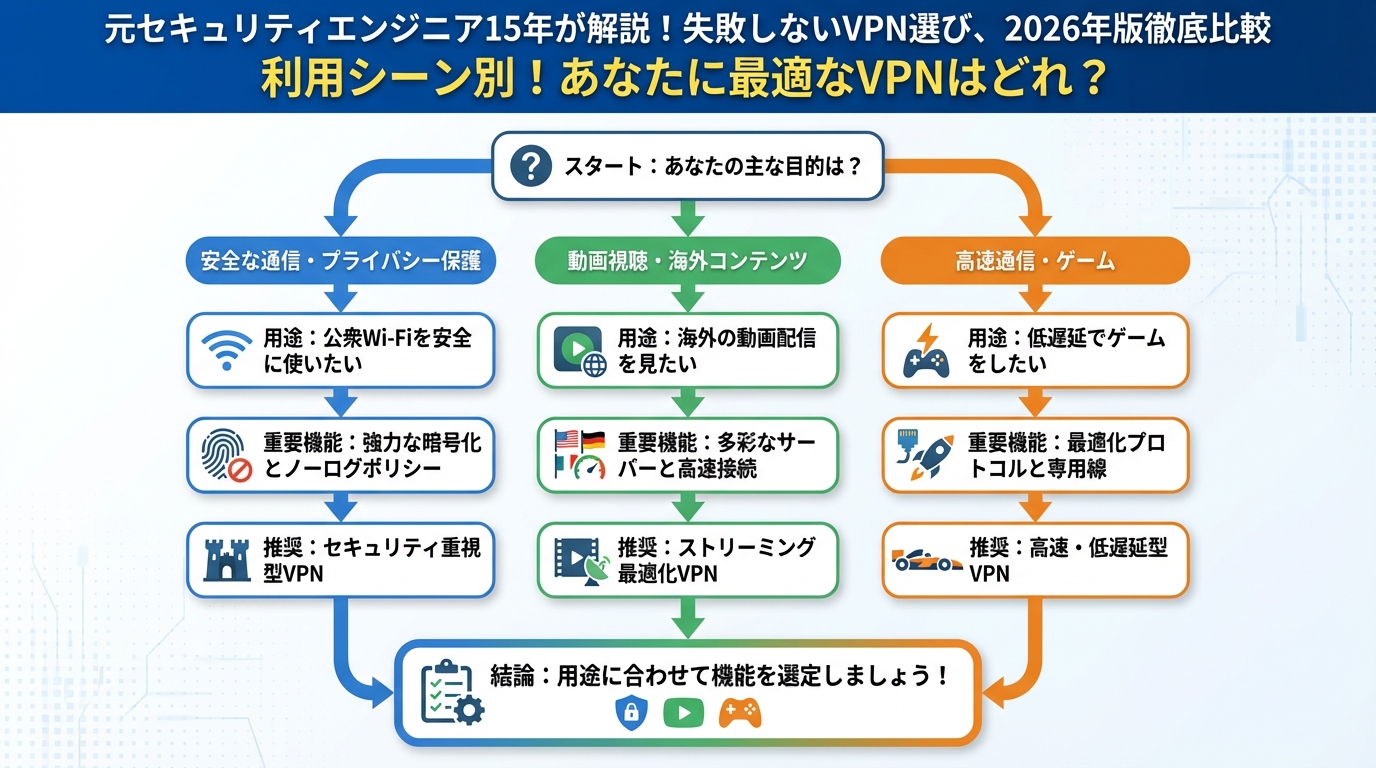 セキュリティ 利用シーン別！あなたに最適なVPNはどれ？