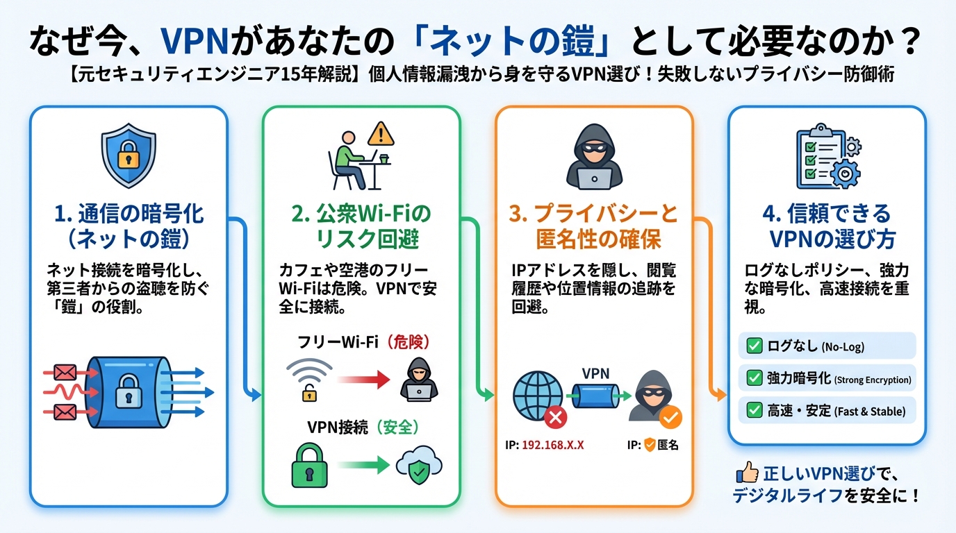 プライバシー なぜ今、VPNがあなたの「ネットの鎧」として必要なのか?