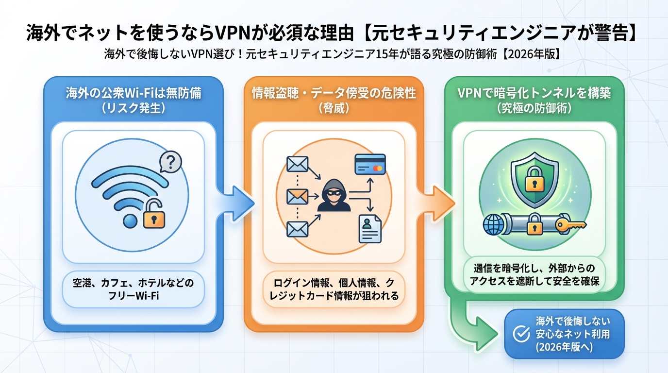 セキュリティ 海外でネットを使うならVPNが必須な理由【元セキュリティエンジニアが警告】
