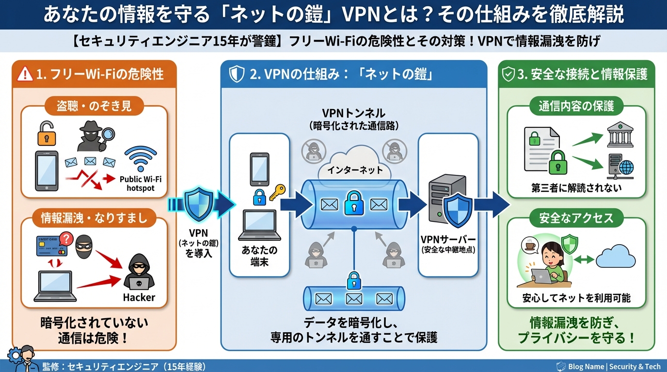 フリーWi-Fi あなたの情報を守る「ネットの鎧」VPNとは?その仕組みを徹底解説