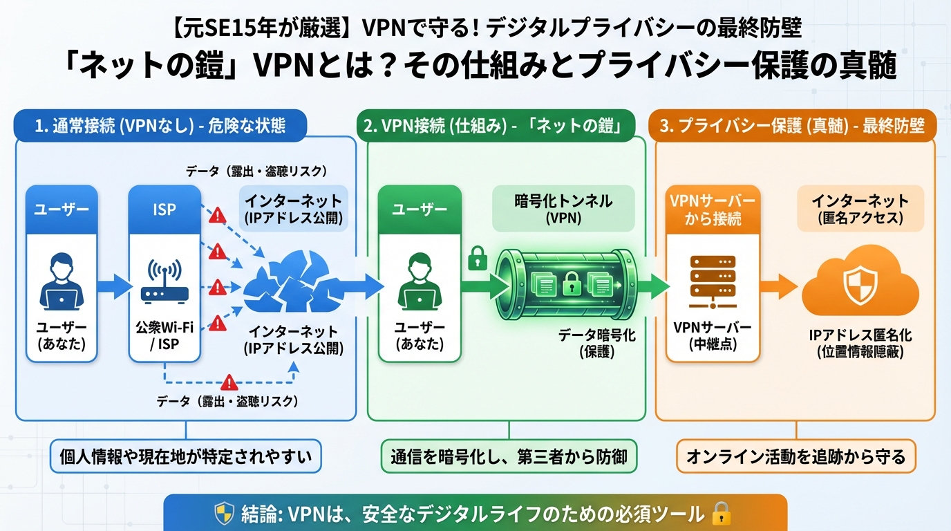 プライバシー 「ネットの鎧」VPNとは?その仕組みとプライバシー保護の真髄