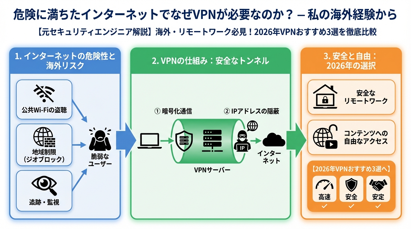 VPN比較 危険に満ちたインターネットでなぜVPNが必要なのか? – 私の海外経験から