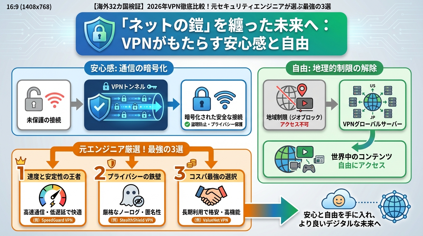 VPN比較 「ネットの鎧」を纏った未来へ：VPNがもたらす安心感と自由