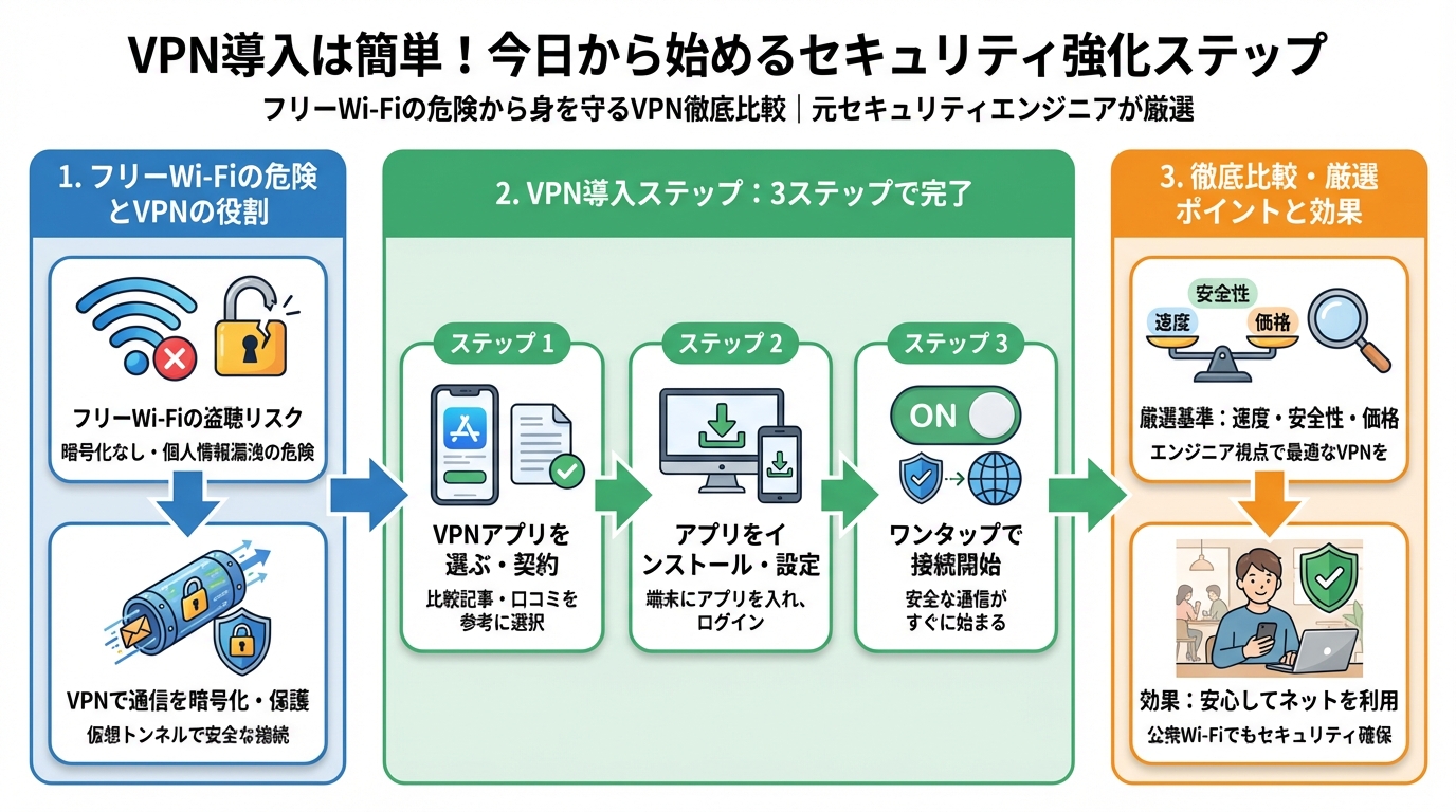フリーWi-Fi VPN導入は簡単!今日から始めるセキュリティ強化ステップ