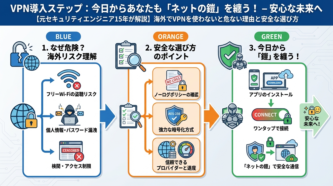 プライバシー VPN導入ステップ:今日からあなたも「ネットの鎧」を纏う! – 安心な未来へ