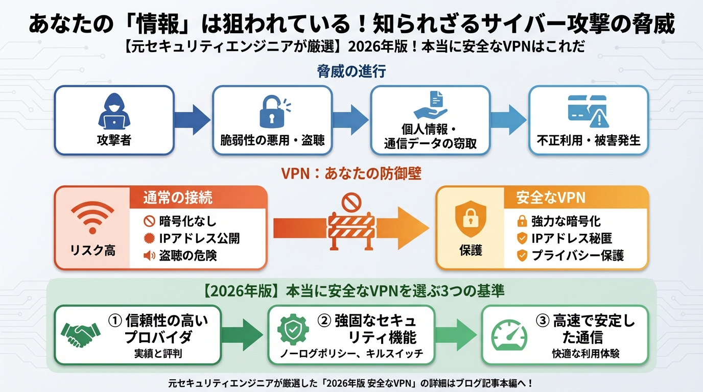 VPN比較 あなたの「情報」は狙われている!知られざるサイバー攻撃の脅威