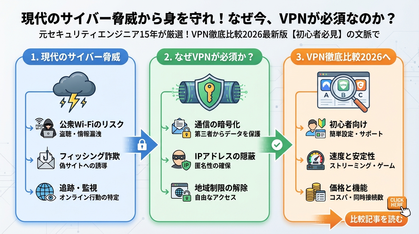 VPN比較 現代のサイバー脅威から身を守れ！なぜ今、VPNが必須なのか？