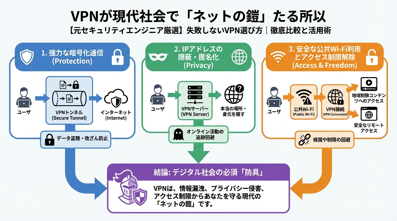 VPN比較 VPNが現代社会で「ネットの鎧」たる所以