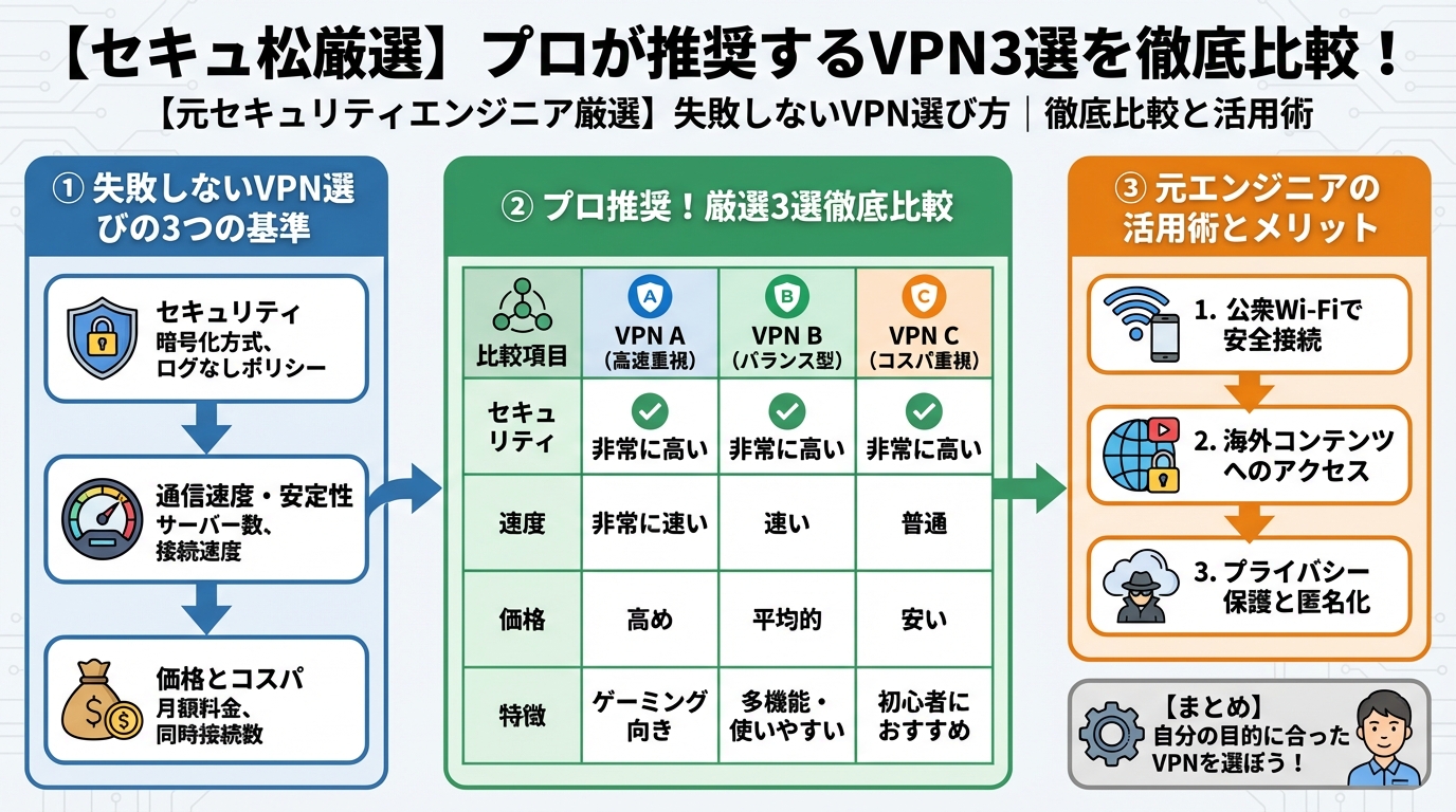VPN比較 【セキュア厳選】プロが推奨するVPN3選を徹底比較!