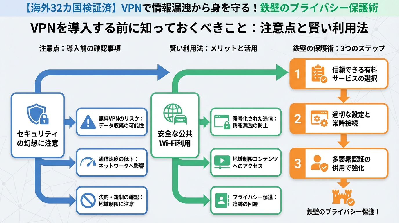 プライバシー VPNを導入する前に知っておくべきこと:注意点と賢い利用法