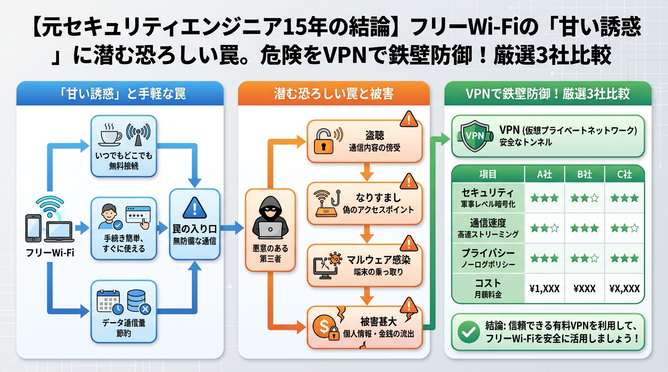 フリーWi-Fi フリーWi-Fiの「甘い誘惑」に潜む恐ろしい罠