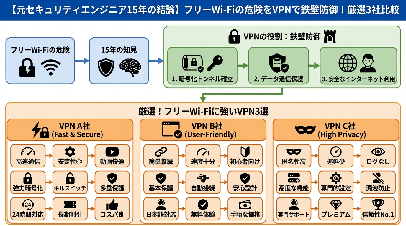 フリーWi-Fi 元セキュリティエンジニアが厳選!フリーWi-Fiに強いVPN3選