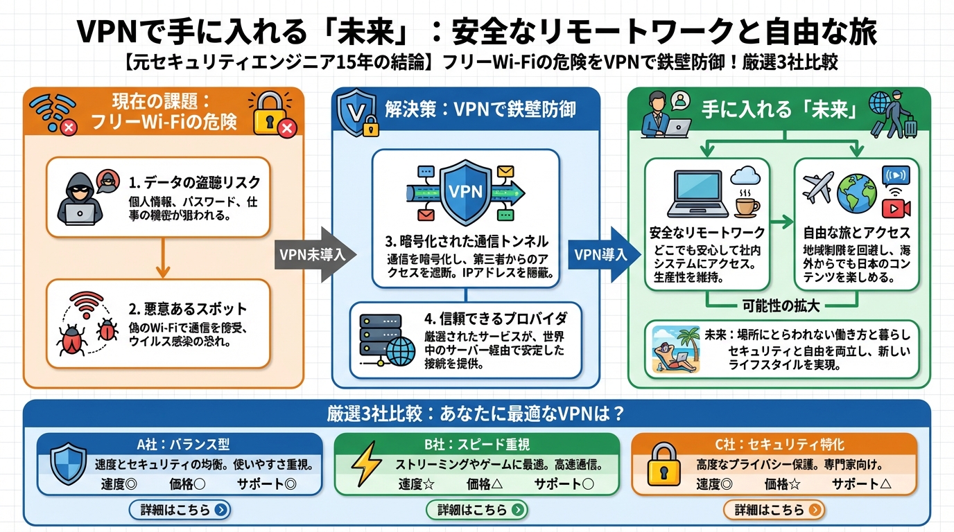 フリーWi-Fi VPNで手に入れる「未来」:安全なリモートワークと自由な旅