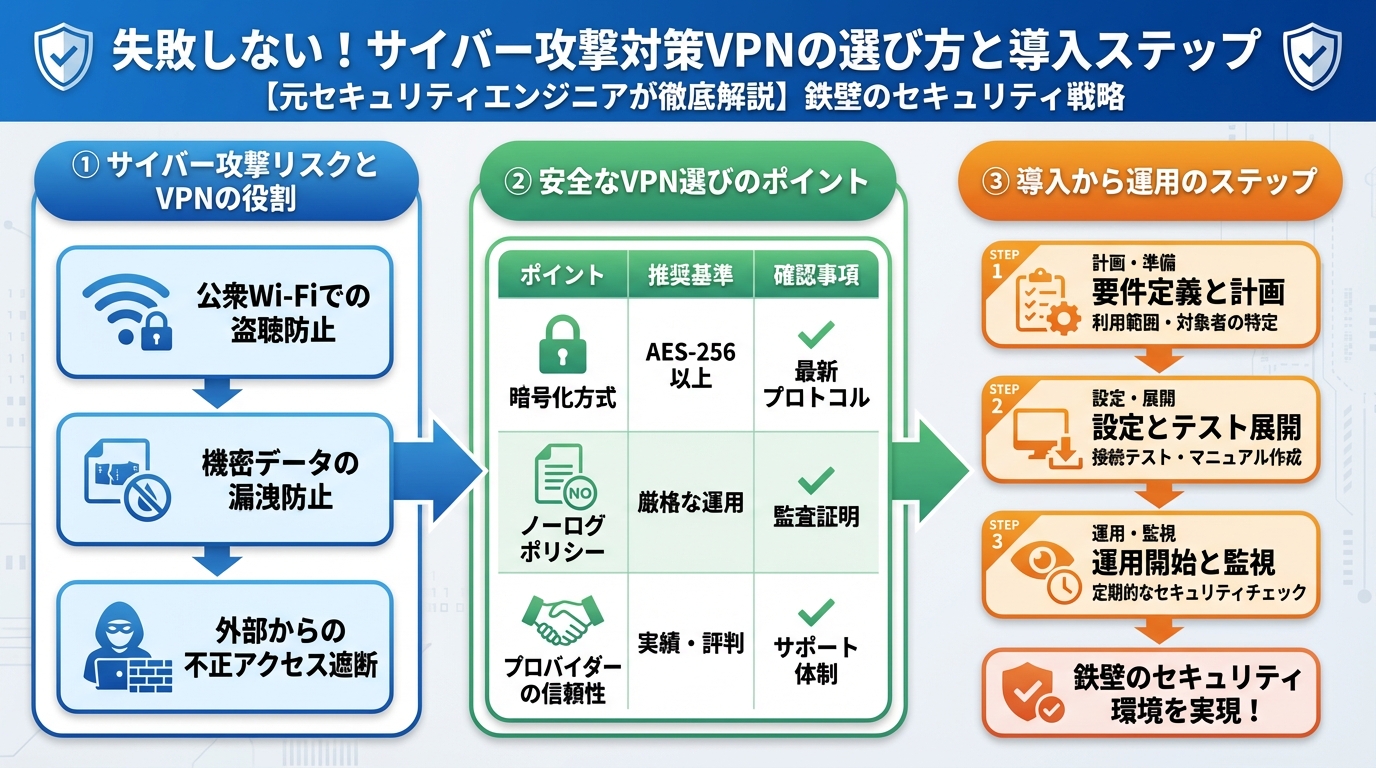 プライバシー 失敗しない!サイバー攻撃対策VPNの選び方と導入ステップ