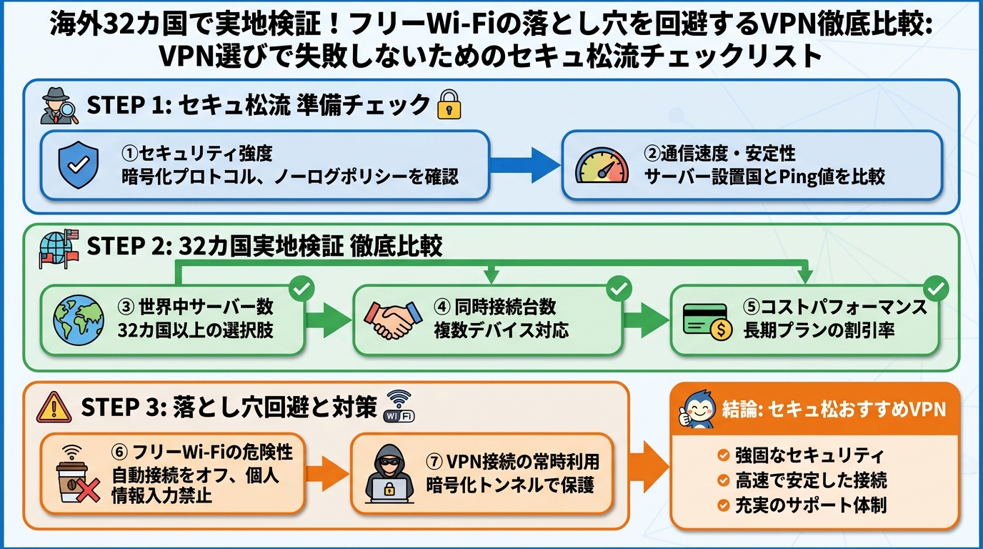 フリーWi-Fi VPN選びで失敗しないためのセキュア流チェックリスト