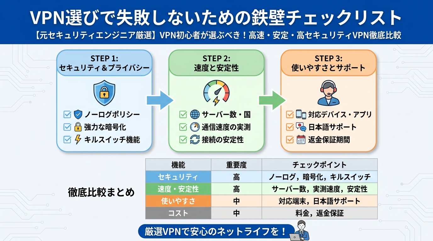 VPN比較 VPN選びで失敗しないための鉄壁チェックリスト