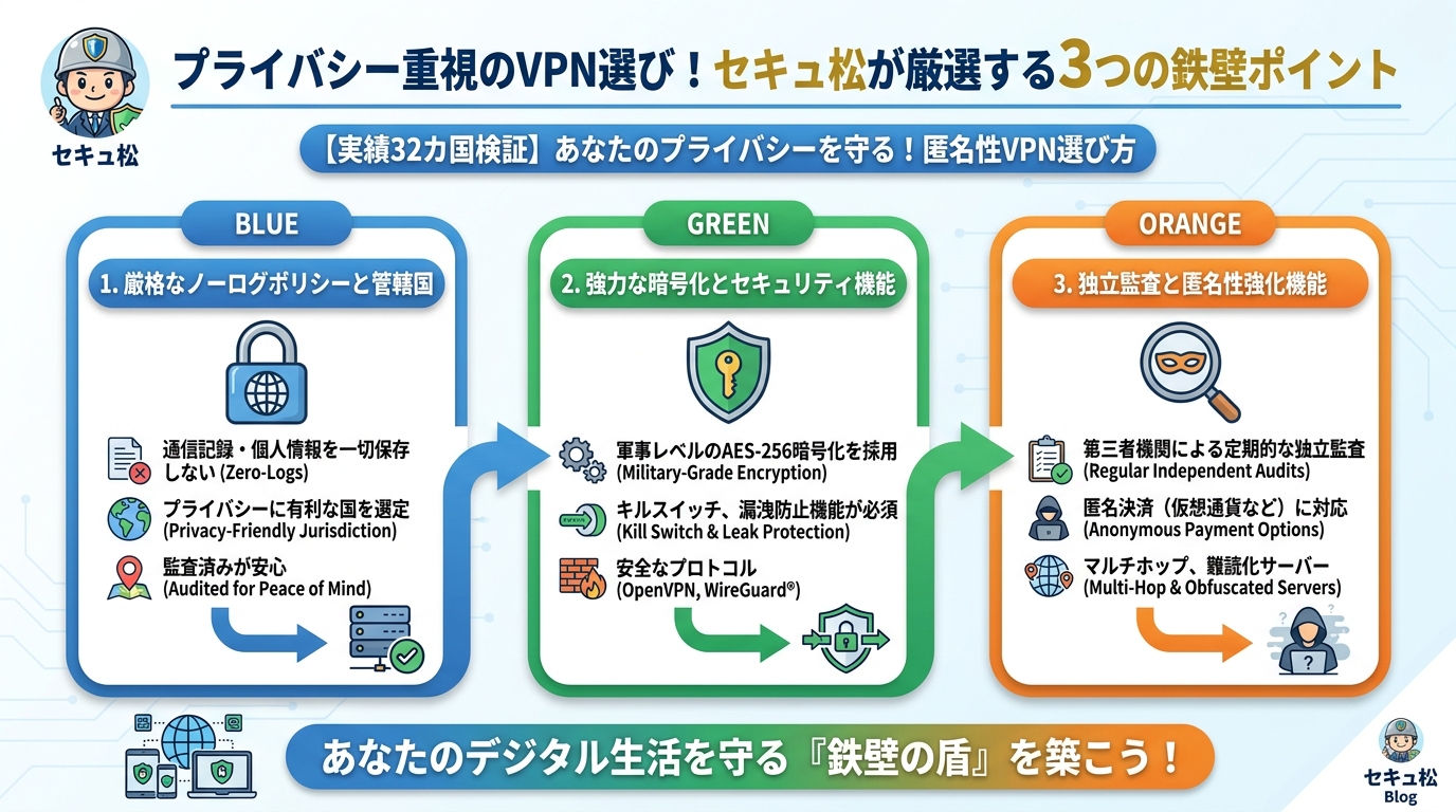 プライバシー プライバシー重視のVPN選び!セキュアが厳選する3つの鉄壁ポイント