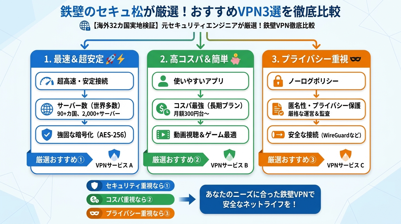VPN比較 セキュアが厳選!おすすめVPN3選を徹底比較