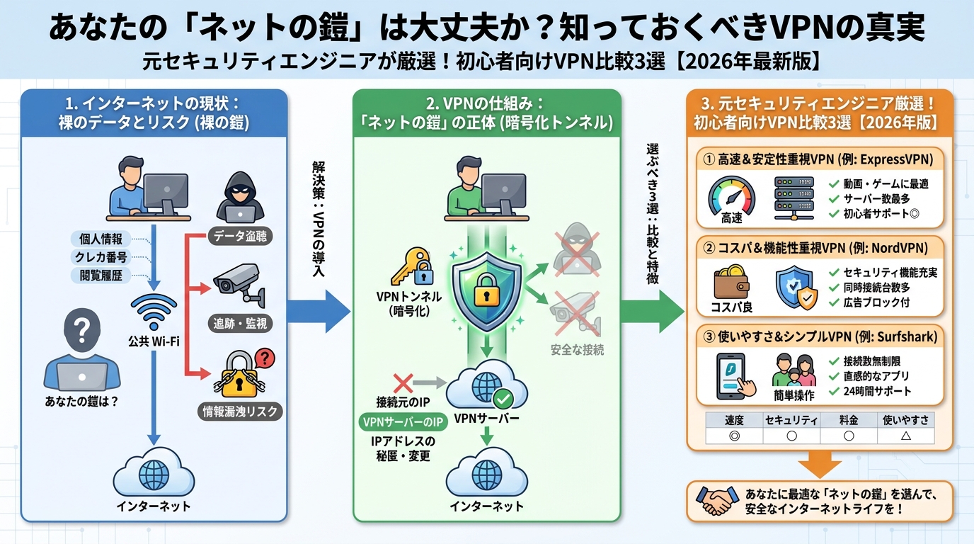VPN比較 あなたの「ネットの鎧」は大丈夫か?知っておくべきVPNの真実