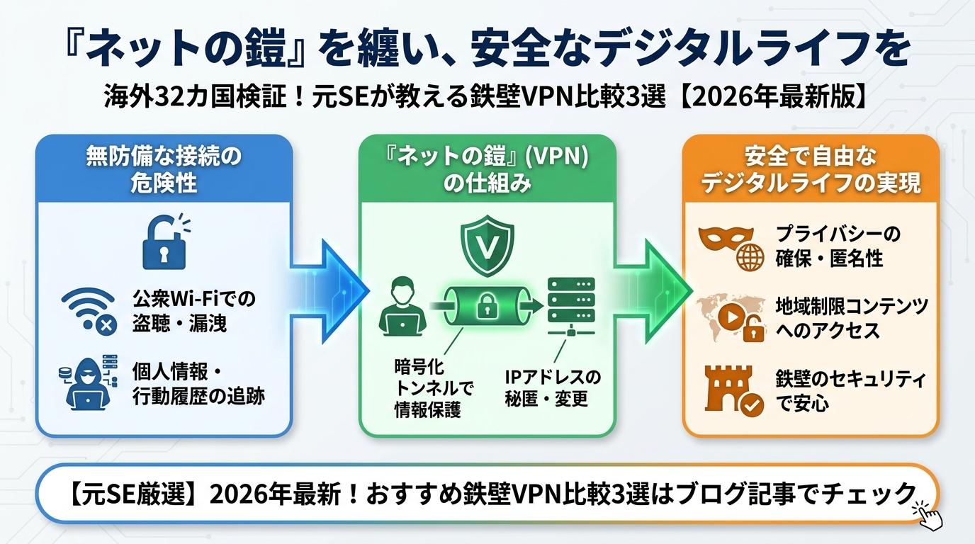 VPN比較 「ネットの鎧」を纏い、安全なデジタルライフを