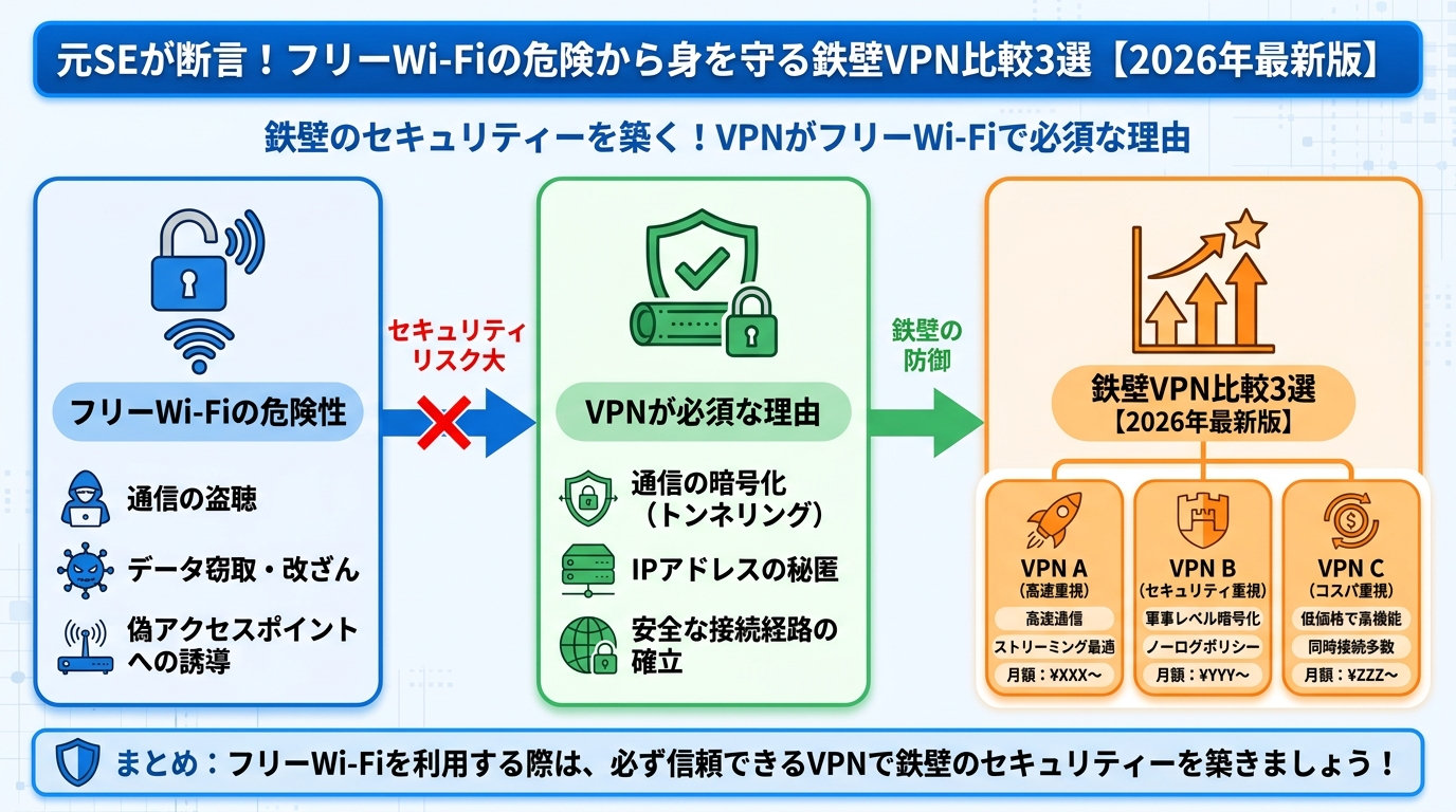 フリーWi-Fi 鉄壁のセキュリティーを築く!VPNがフリーWi-Fiで必須な理由