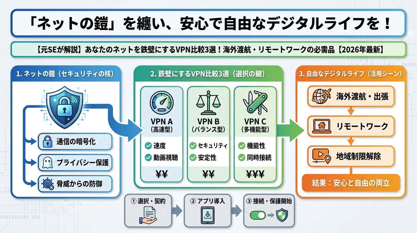 VPN比較 「ネットの鎧」を纏い、安心で自由なデジタルライフを!