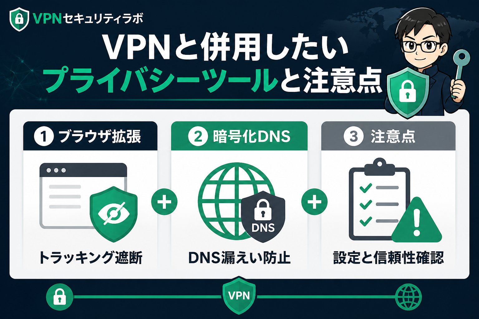 プライバシー VPNと併用したいプライバシーツールと注意点