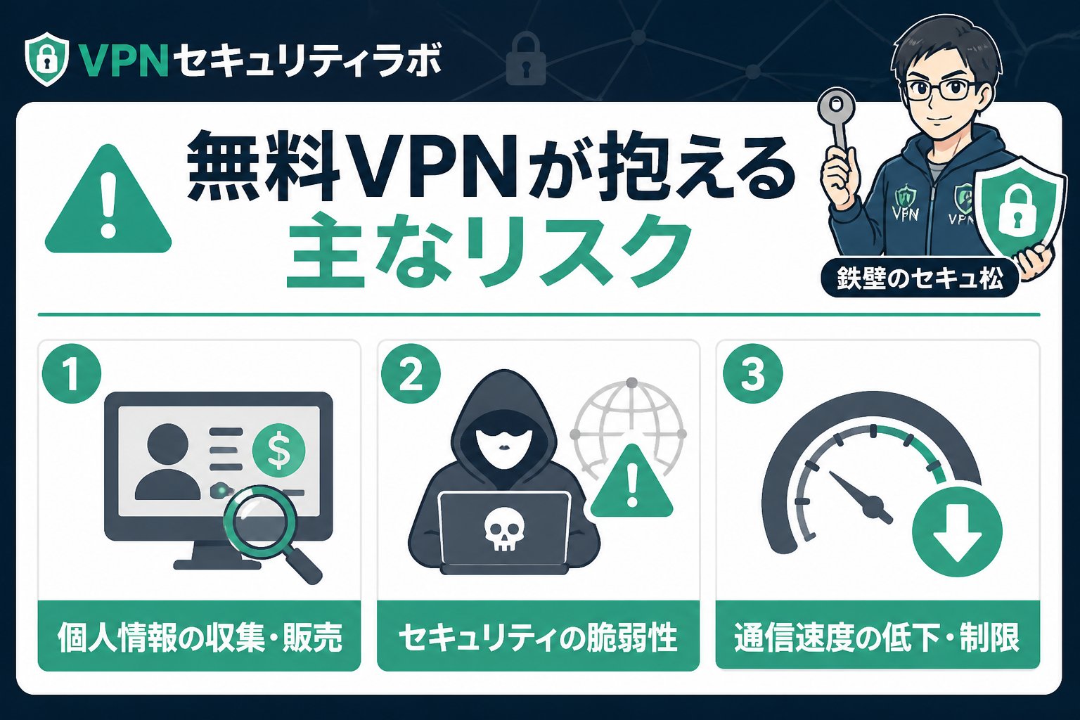 VPN比較 無料VPNが抱える主なリスク