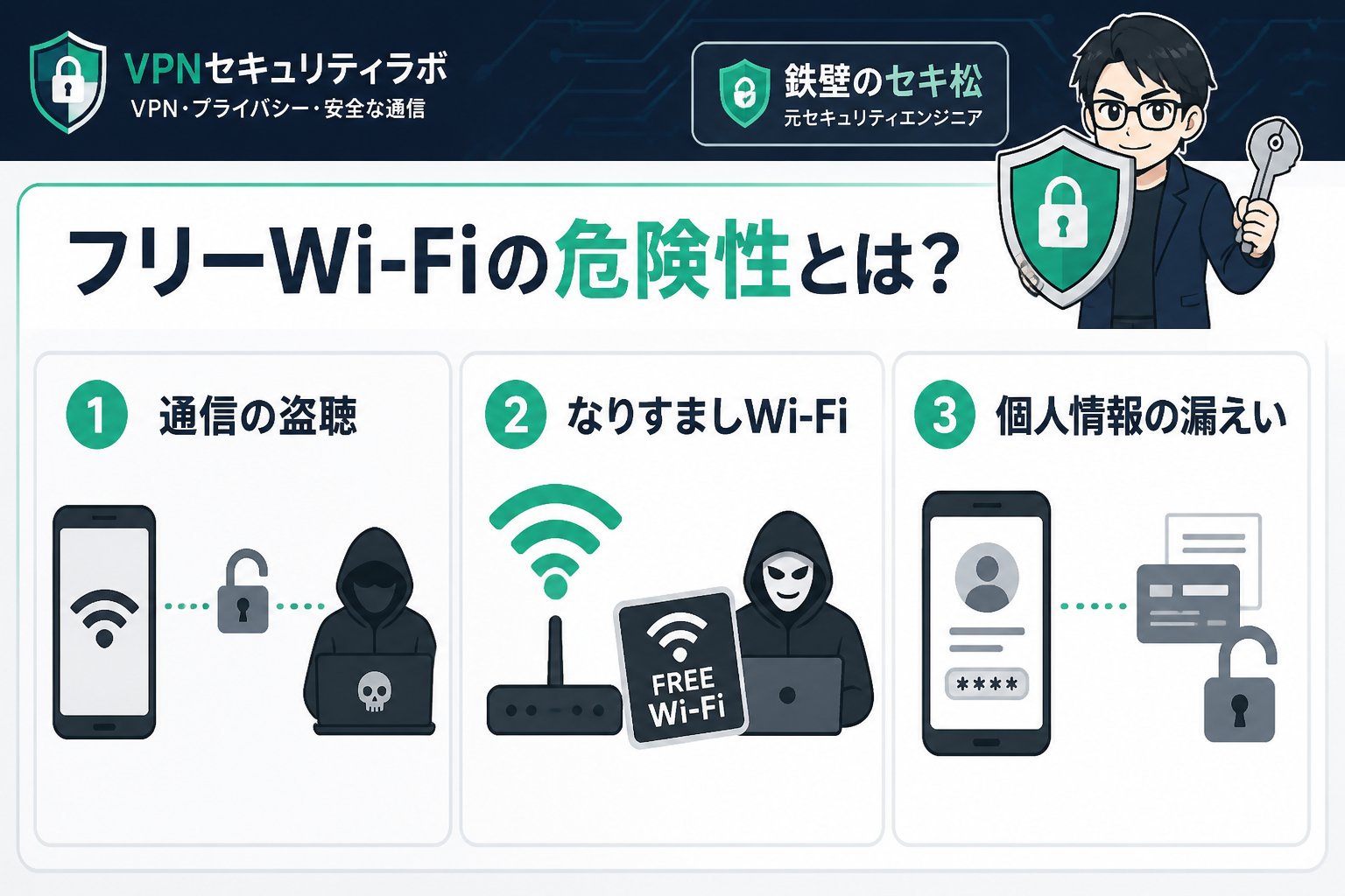 フリーWi-Fi フリーWi-Fiの危険性とは?具体的なリスクを解説