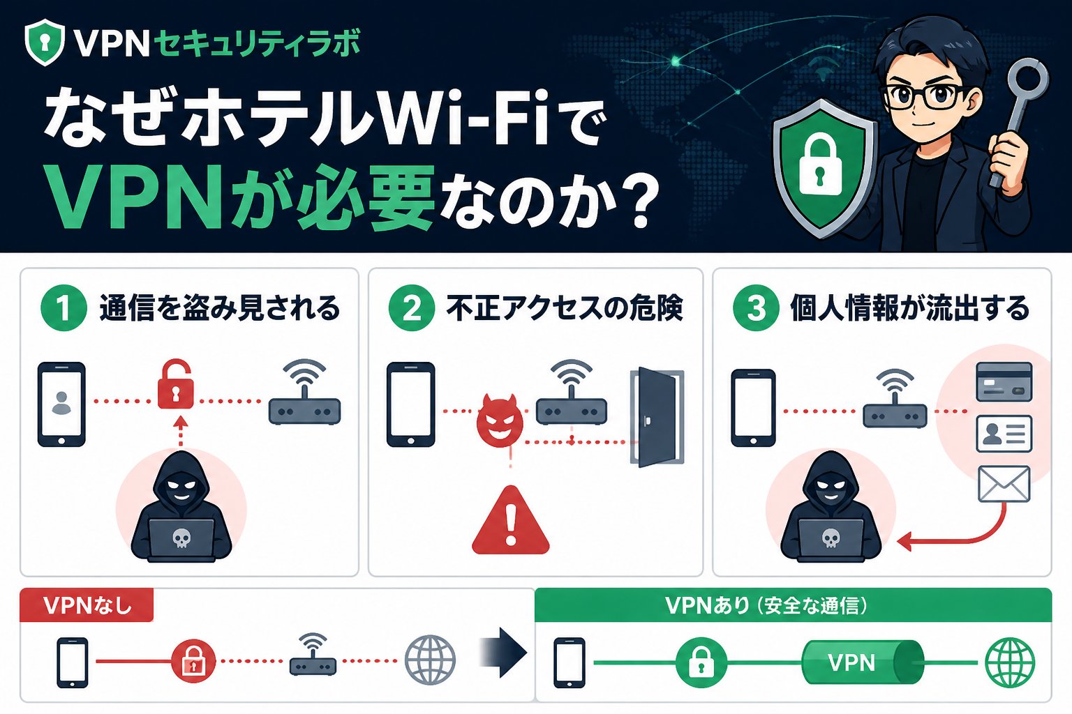 フリーWi-Fi なぜホテルWi-FiでVPNが必要なのか?セキュリティリスクの実態