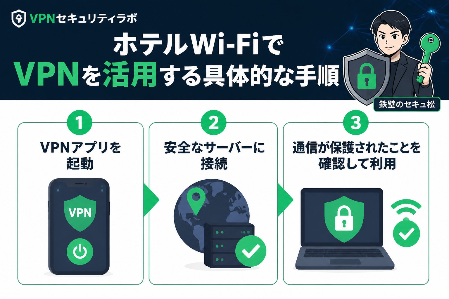 フリーWi-Fi ホテルWi-FiでVPNを活用する具体的な手順