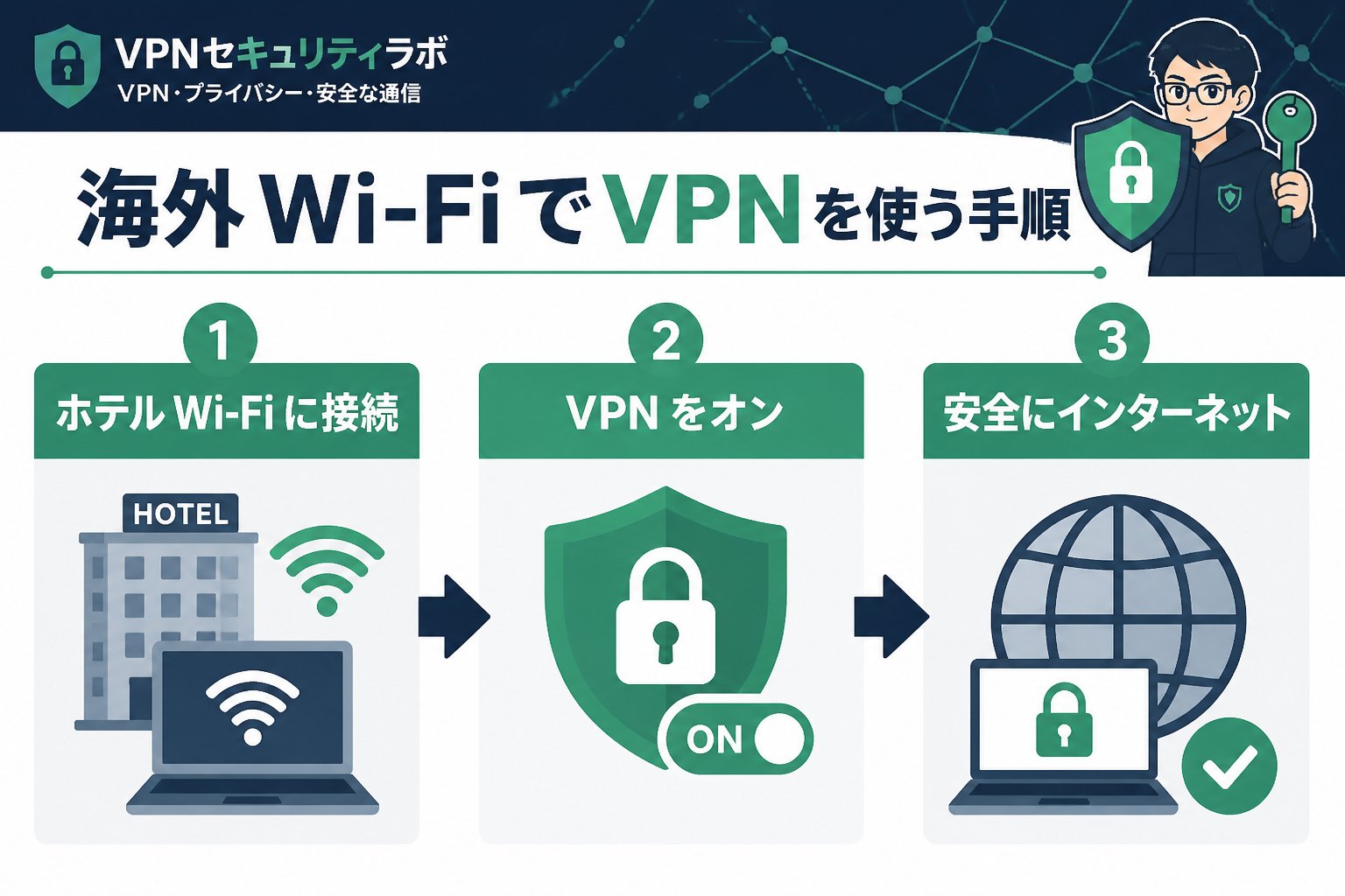 フリーWi-Fi 海外 Wi-Fi VPN 必要 旅行での実践的な手順