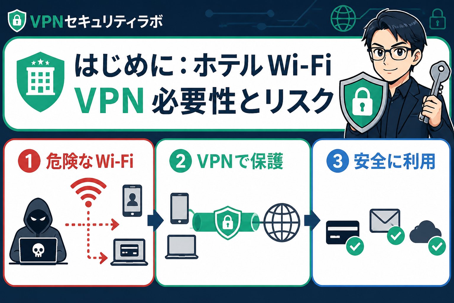 フリーWi-Fi はじめに:ホテル Wi-Fi VPN 必要性とリスク