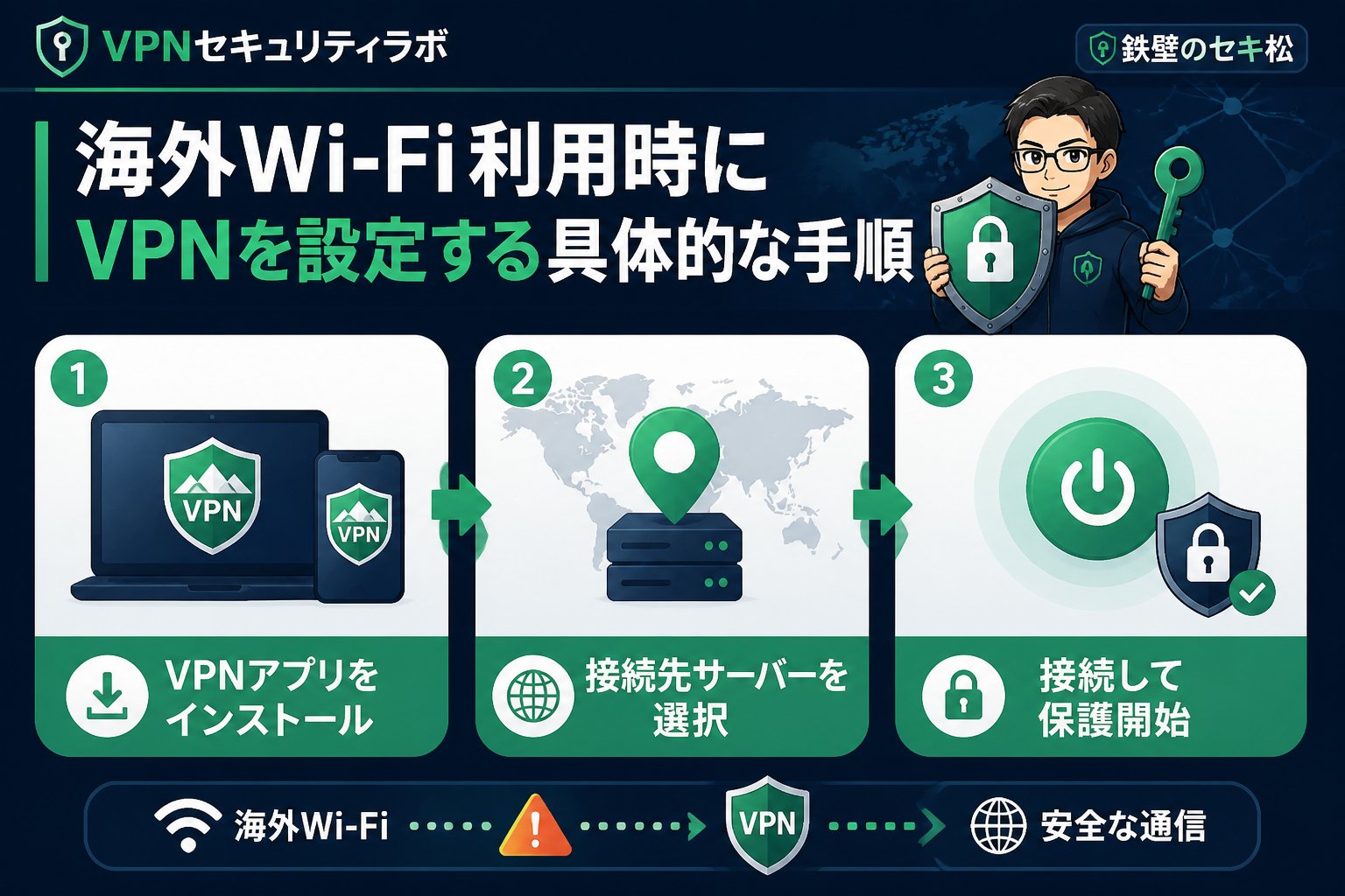 フリーWi-Fi 海外Wi-Fi利用時にVPNを設定する具体的な手順