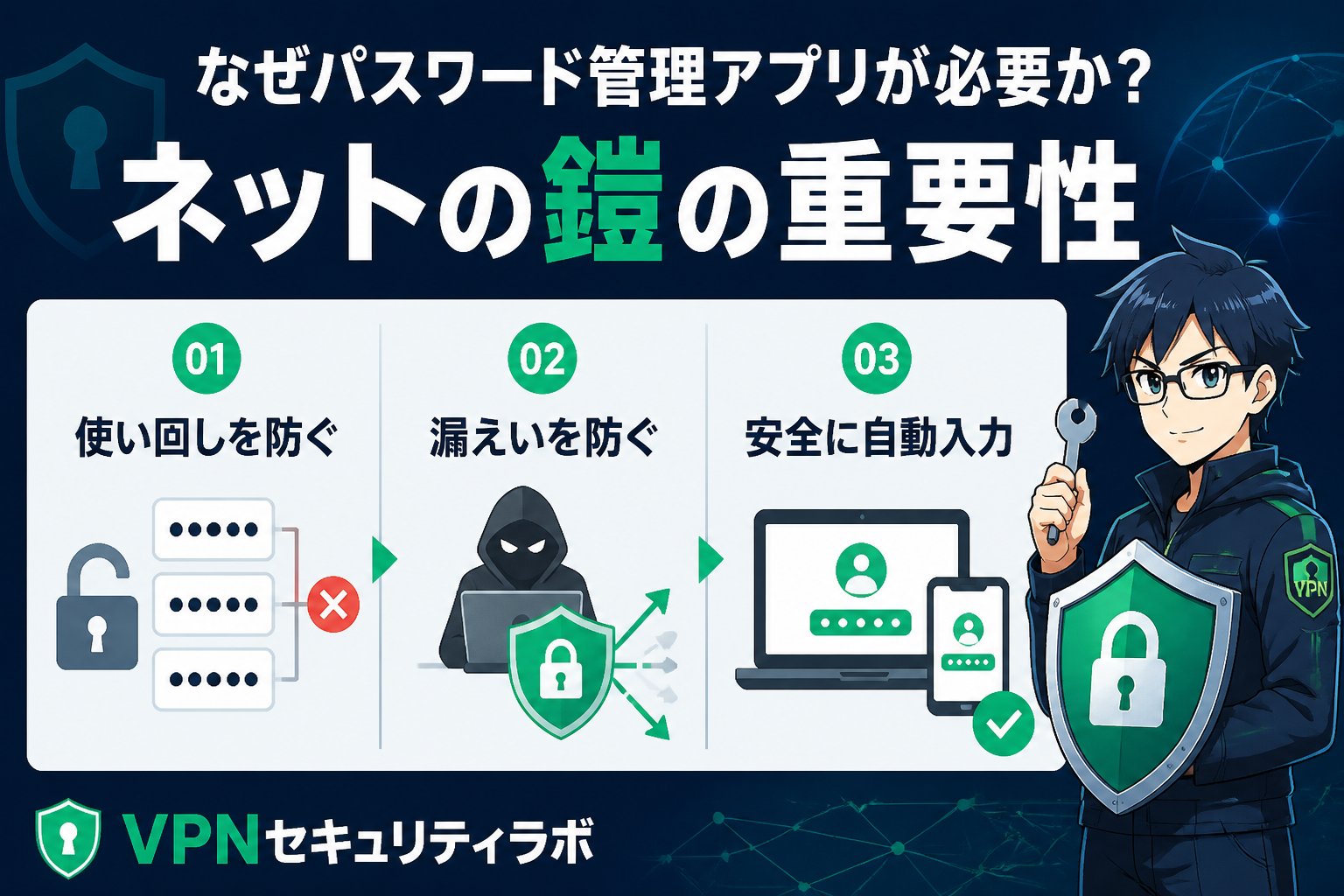 セキュリティ なぜパスワード管理アプリが必要か?ネットの鎧の重要性