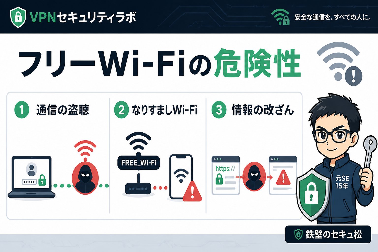 フリーWi-Fi フリーWi-Fiの危険性を具体的に解説