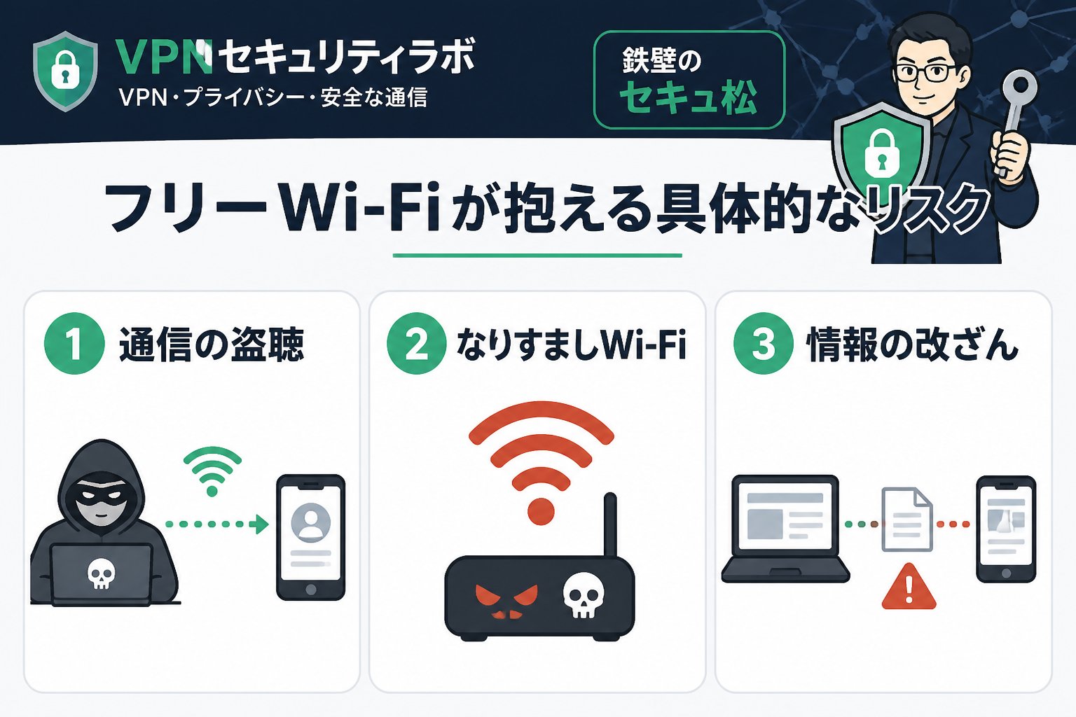 フリーWi-Fi フリーWi-Fiが抱える具体的なリスク