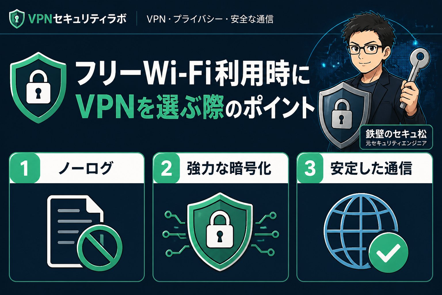 フリーWi-Fi フリーWi-Fi利用時にVPNを選ぶ際のポイント