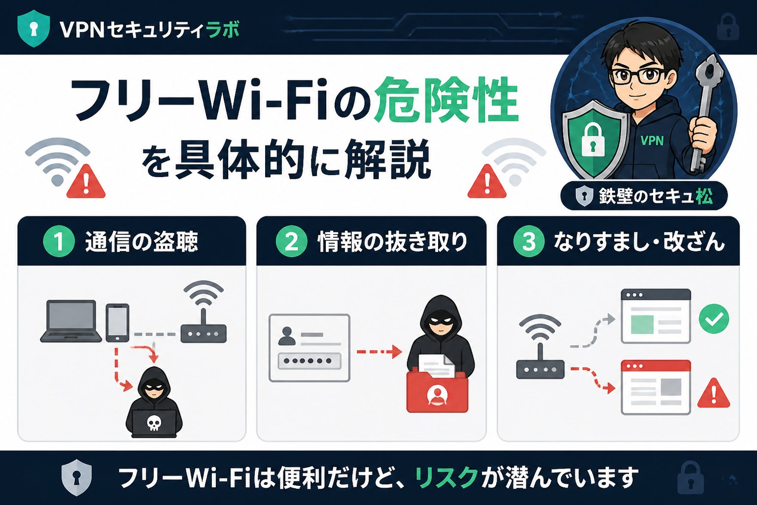 フリーWi-Fi フリーWi-Fiの危険性を具体的に解説