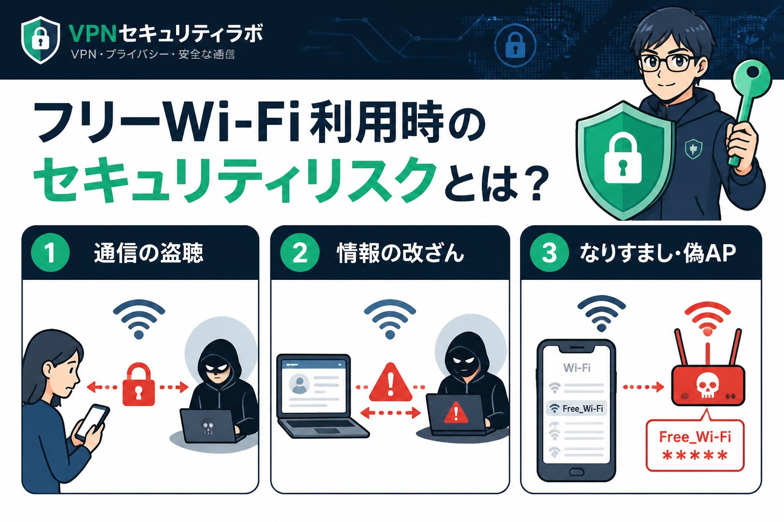 フリーWi-Fi フリーWi-Fi利用時のセキュリティリスクとは?